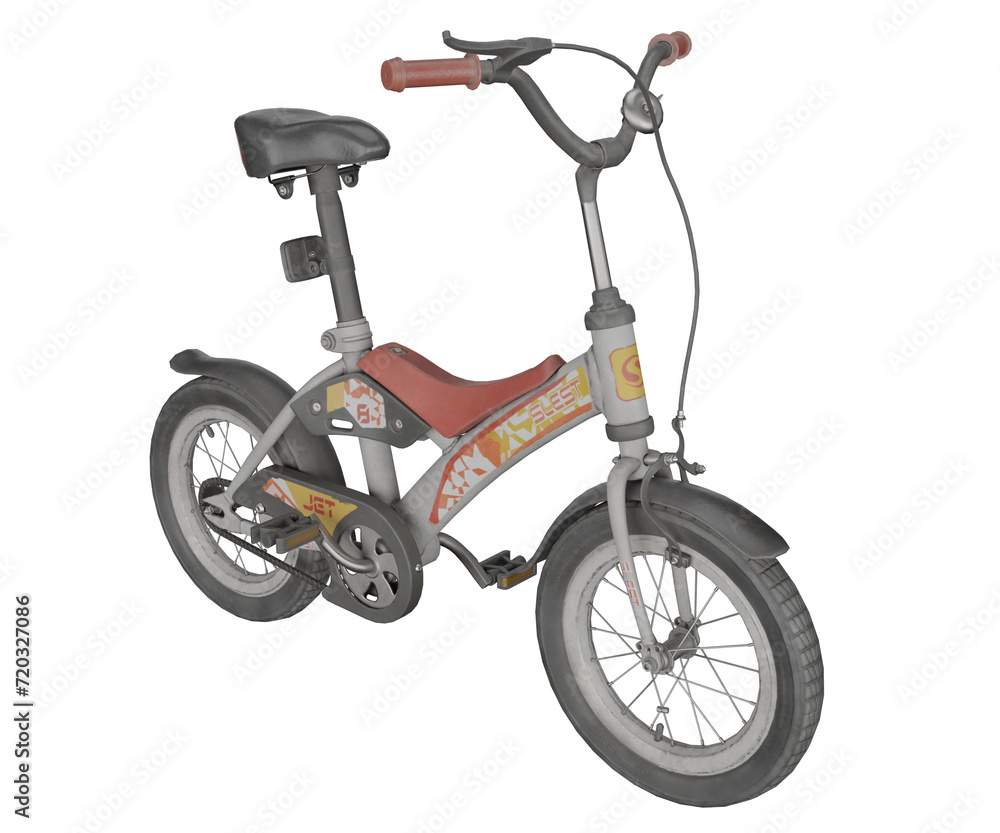 3d rendering children's bicycle isolated on transparent background, games concept