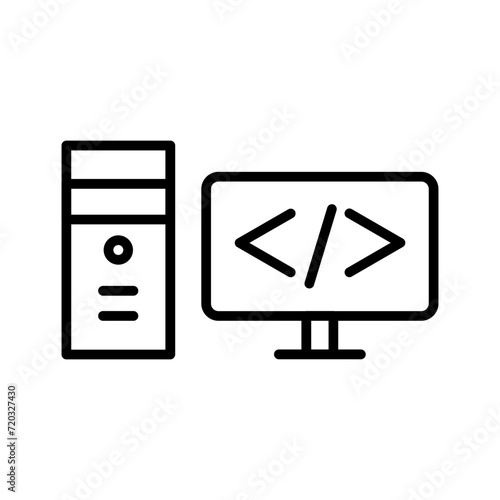 Pc With coding vector icon 