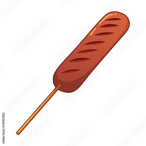 Grilled Sausage Stick Western Food Vector Cartoon Illustration