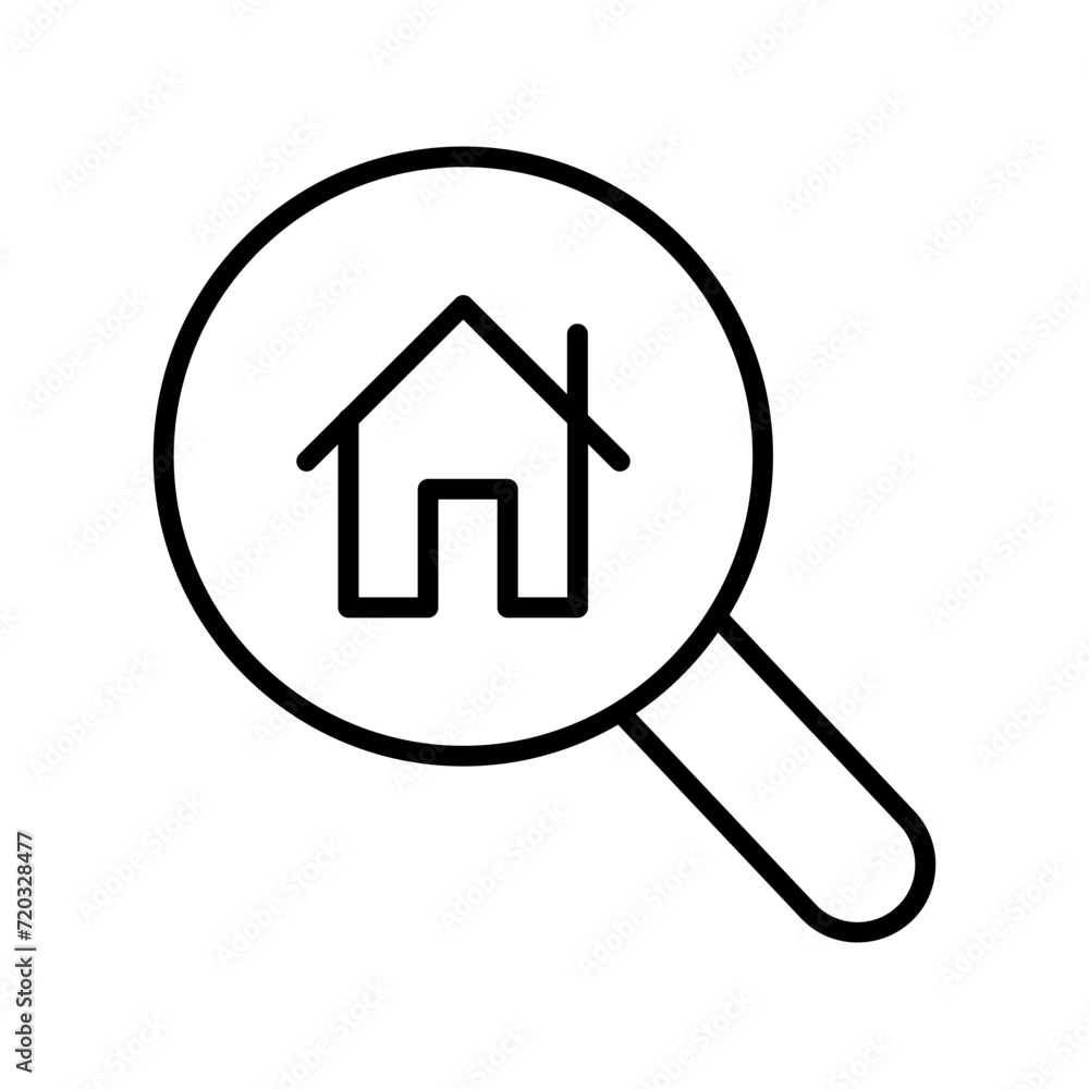 home icon with magnifying glass home icon with magnifying glass
