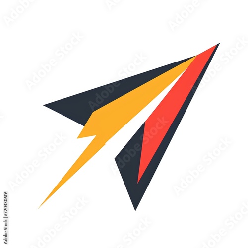 simple flat geometric vector graphic logo of a paper plane landing. generative AI