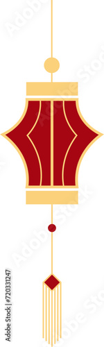 Chinese lanterns, illustrations and decorations for Asian New Year, flat design, 2D front view.
