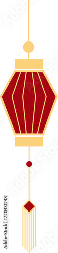 Chinese lanterns, illustrations and decorations for Asian New Year, flat design, 2D front view.
