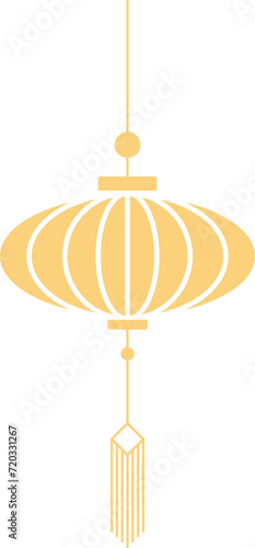 Chinese lanterns, illustrations and decorations for Asian New Year, flat design, 2D front view.
