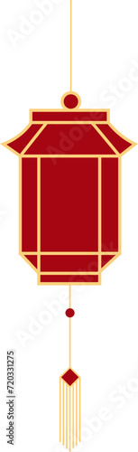 Chinese lanterns, illustrations and decorations for Asian New Year, flat design, 2D front view.
