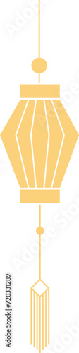 Chinese lanterns, illustrations and decorations for Asian New Year, flat design, 2D front view.
