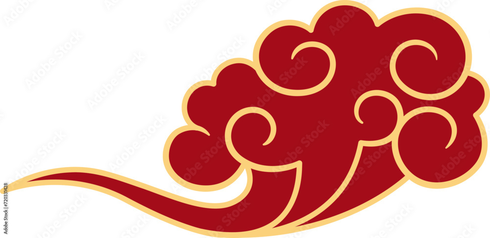 Chinese style cloud ornament, illustrations and decorations for Asian New Year, flat design, 2D front view.
