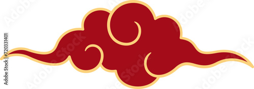Chinese style cloud ornament, illustrations and decorations for Asian New Year, flat design, 2D front view.
