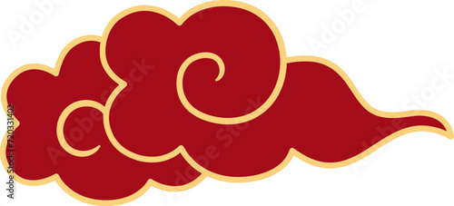 Chinese style cloud ornament, illustrations and decorations for Asian New Year, flat design, 2D front view.
