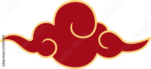 Chinese style cloud ornament, illustrations and decorations for Asian New Year, flat design, 2D front view.
