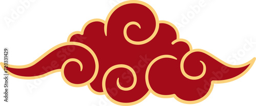 Chinese style cloud ornament, illustrations and decorations for Asian New Year, flat design, 2D front view.
