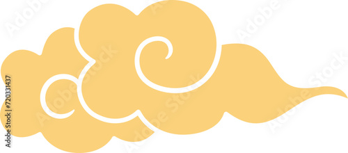 Chinese style cloud ornament, illustrations and decorations for Asian New Year, flat design, 2D front view.
