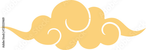 Chinese style cloud ornament, illustrations and decorations for Asian New Year, flat design, 2D front view.
