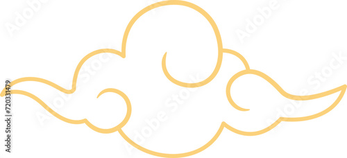 Chinese style cloud ornament, illustrations and decorations for Asian New Year, outline, 2D front view.
