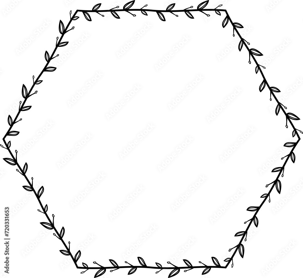 Hexagon shape Flower wreath frame leaf vector floral border picture frames Branch laurel botanical silhouette black elements decoration greeting wedding frames Hexagon shape Flower wreath frame leaf vector floral border picture frames Branch laurel botanical silhouette black elements decoration greeting wedding frames