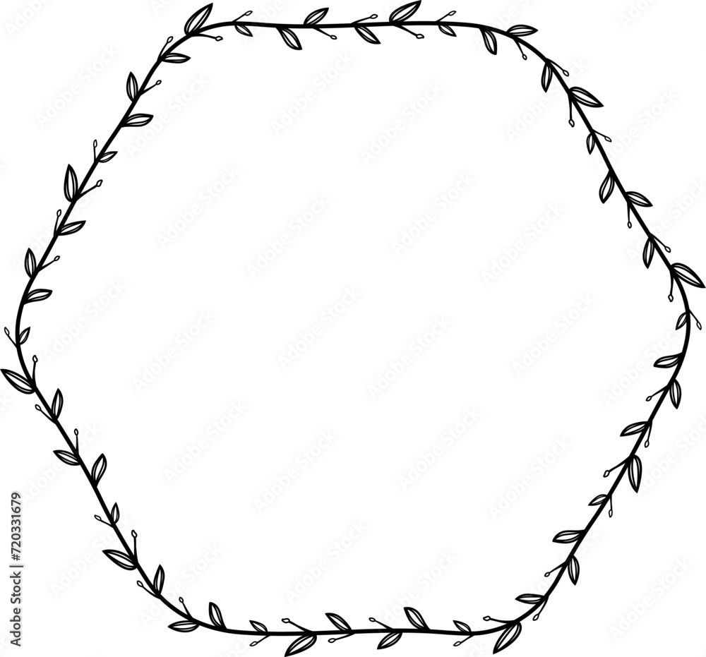 Hexagon shape Flower wreath frame leaf vector floral border picture frames Branch laurel botanical silhouette black elements decoration greeting wedding frames Hexagon shape Flower wreath frame leaf vector floral border picture frames Branch laurel botanical silhouette black elements decoration greeting wedding frames