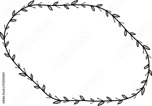 Diagonal shape Flower wreath frame leaf vector floral border picture frames Branch laurel botanical silhouette black elements decoration greeting wedding frames