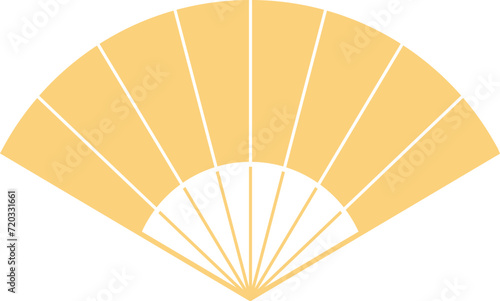 Folding Hand fan asian style, semicircular shape, illustration and decoration, flat design, 2D front view. 