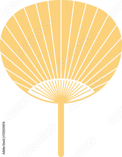 Folding Hand fan asian style, semicircular shape, illustration and decoration, flat design, 2D front view.
