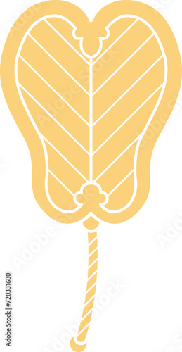 Folding Hand fan asian style, semicircular shape, illustration and decoration, flat design, 2D front view.
