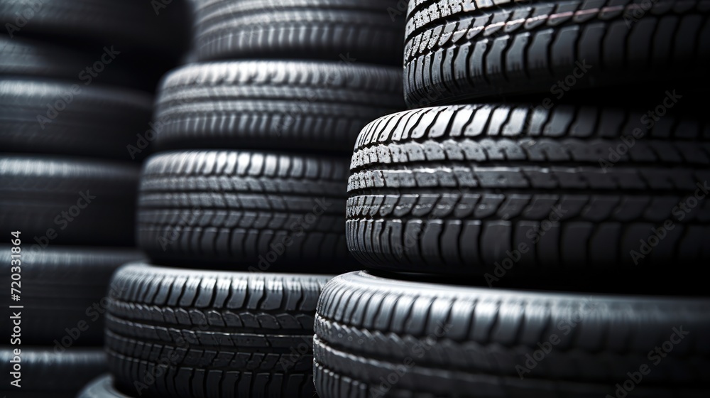 Pile of tires on white background isolated 