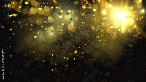 Luxary border for special element, Ring of gold shining particles abstract motion background.4k Beautiful Bokeh and Light Beams (Dark Gold), De focused Particles Background (Gold) - Loop photo