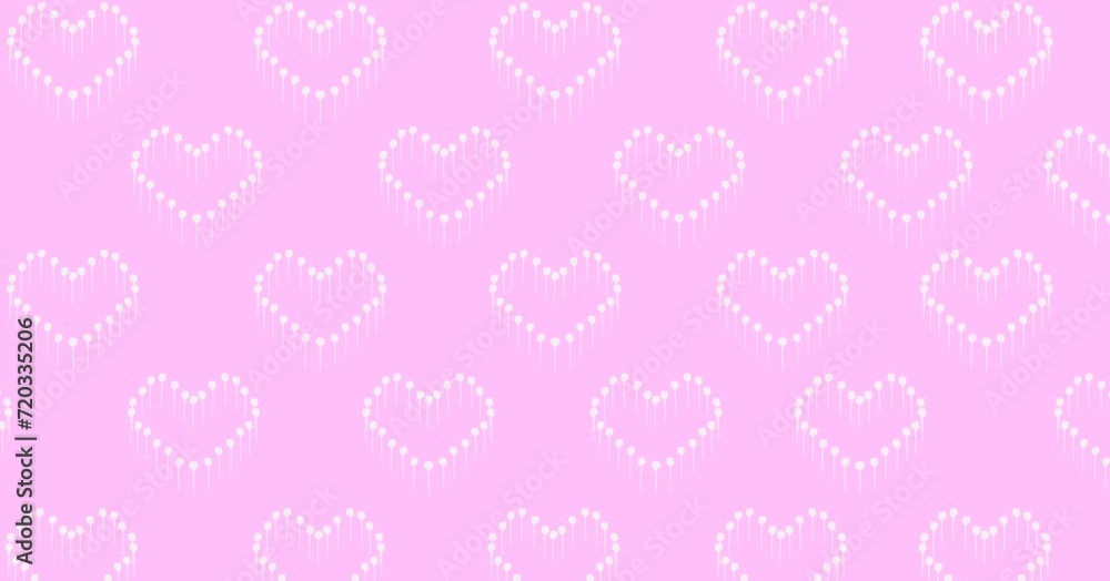 seamless pattern with hearts hearts from drops flowing on a pink background, St. Valentine's Day