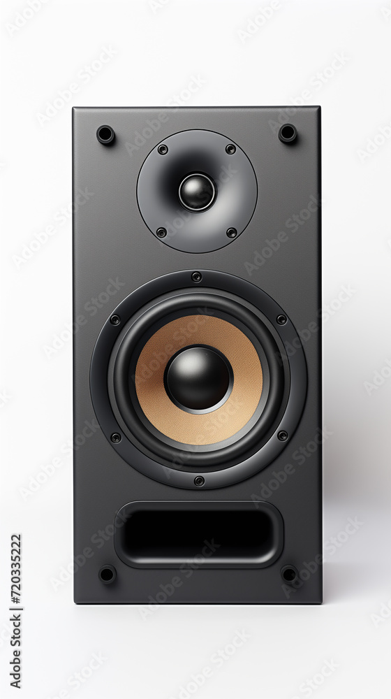 A new black bookshelf speaker isolated on white background