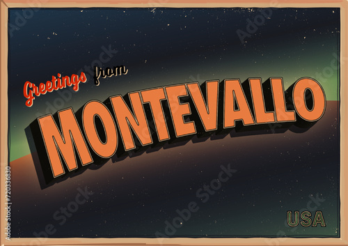 Retro Postkarte 50s – Editierbare Vorlage mit Typografie 50:50 Farbverlauf