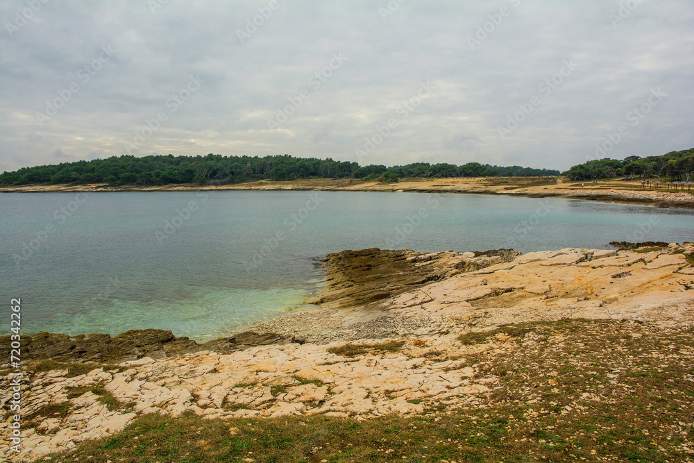 The rugged limestone landscape of the Kamenjak National Park on the Premantura peninsula in Medulin municipality, Istria, Croatia. December