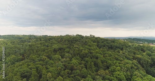 Flying over the beautiful forest trees. Landscape panorama. © volf anders