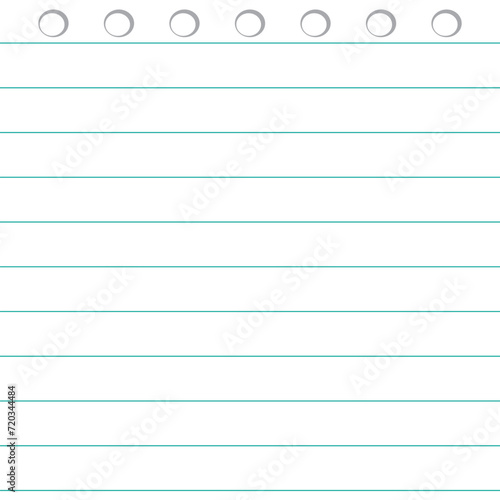 Notebook page template with lines vector. A sheet of school notebook in a ruler. School background. Education background. Vector illustration.