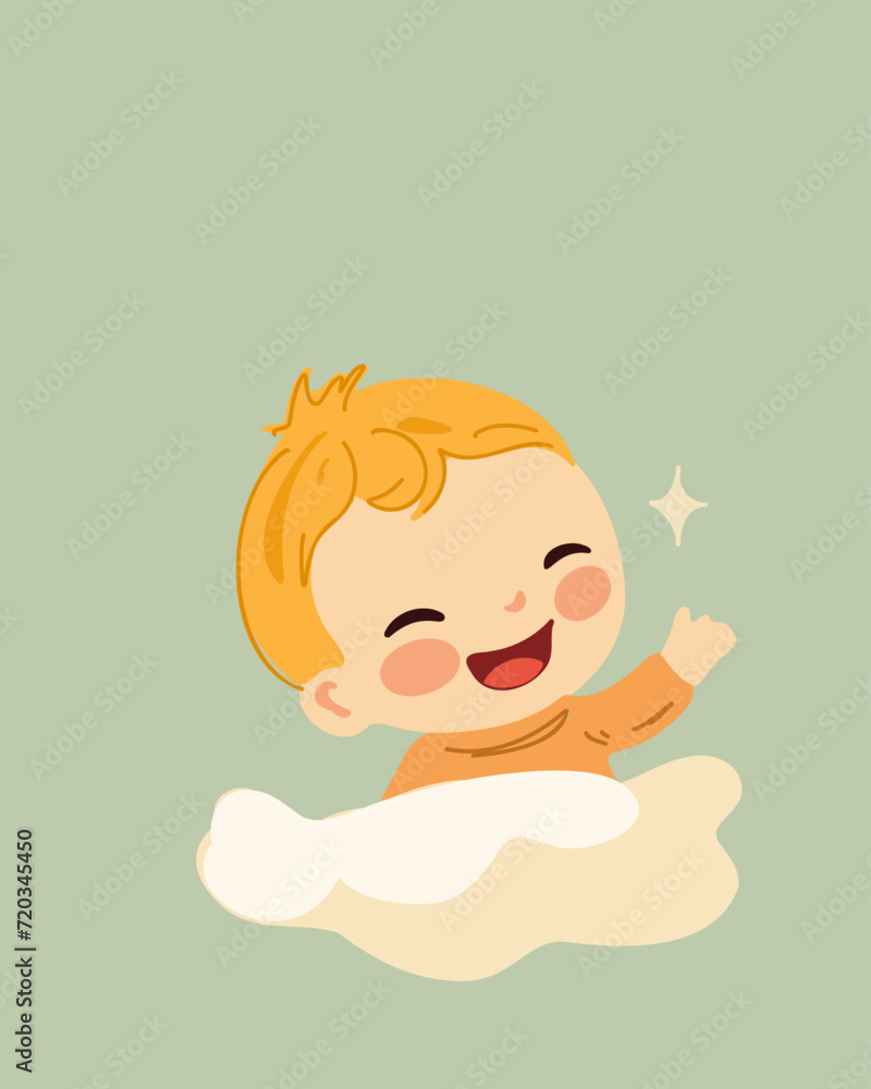 Laughing funny red-haired little cheerful baby boy, vector illustration Laughing funny red-haired little cheerful baby boy, vector illustration