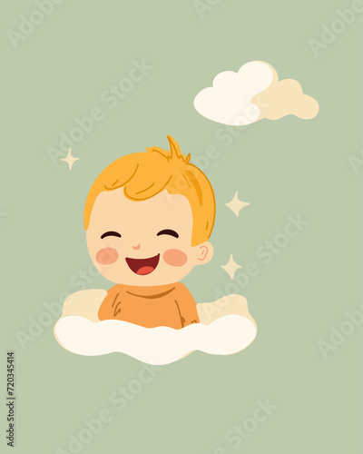 Joyful little baby boy, vector illustration