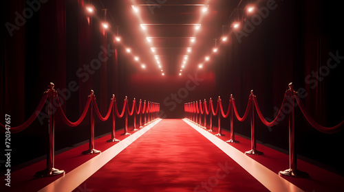 Luxurious and elegant red carpet staircase, holiday awards ceremony event