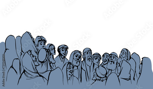 Vector drawing. Many people come together