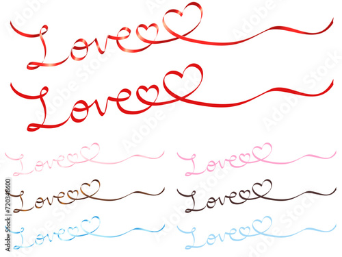 カラフルでツヤのあるサテンリボンのLOVE文字セット