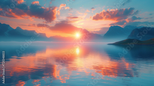 Mountain lake sunrise