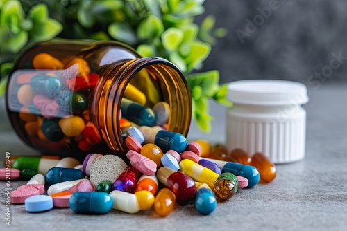 Patient care medication withdrawal management, Diabetic Retinopathy Multiple Sclerosis (MS). Medication adherence patient safety medical pharmacy. Tablets and pills drug administration healthcare. photo