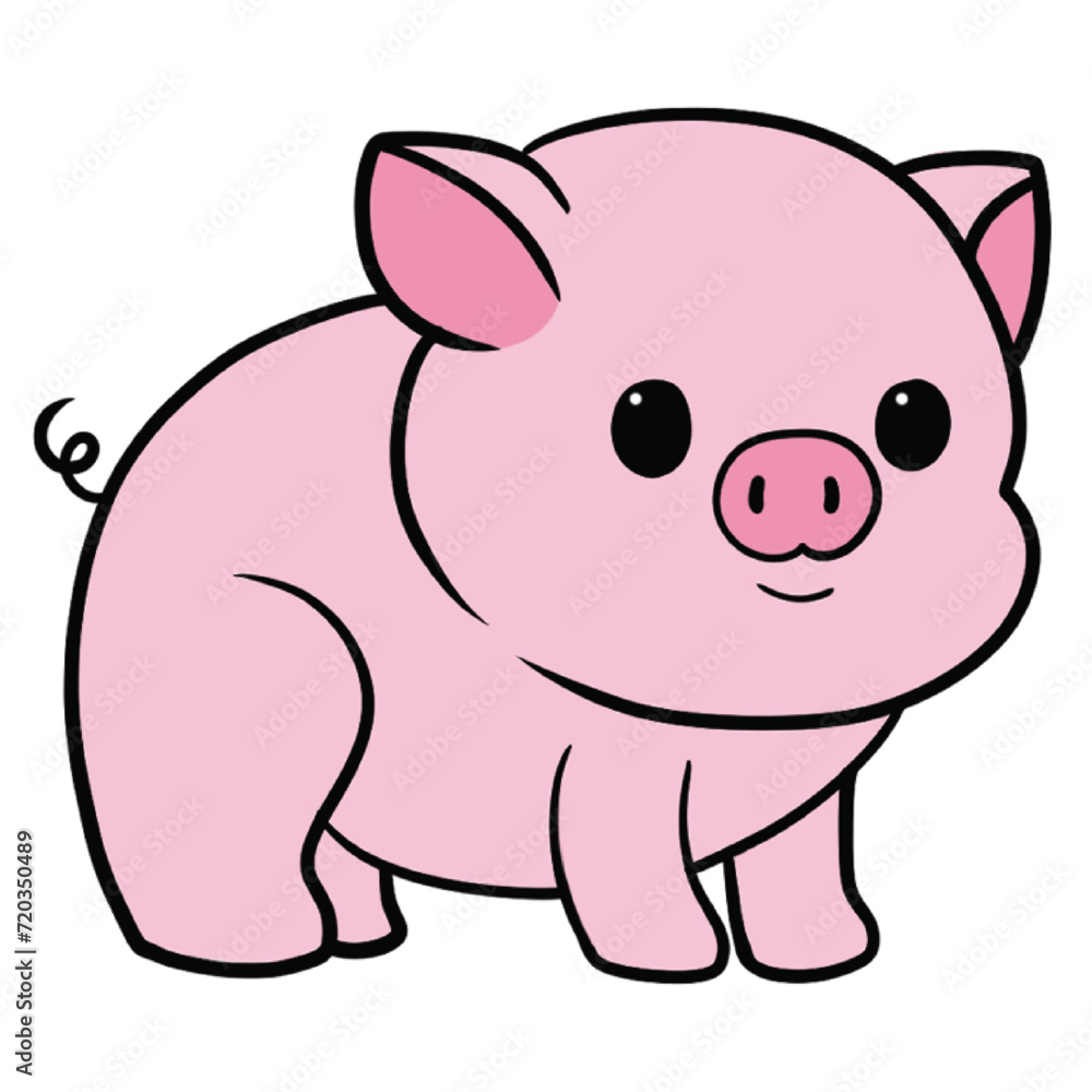 Fototapeta premium Cute Cartoon Pig