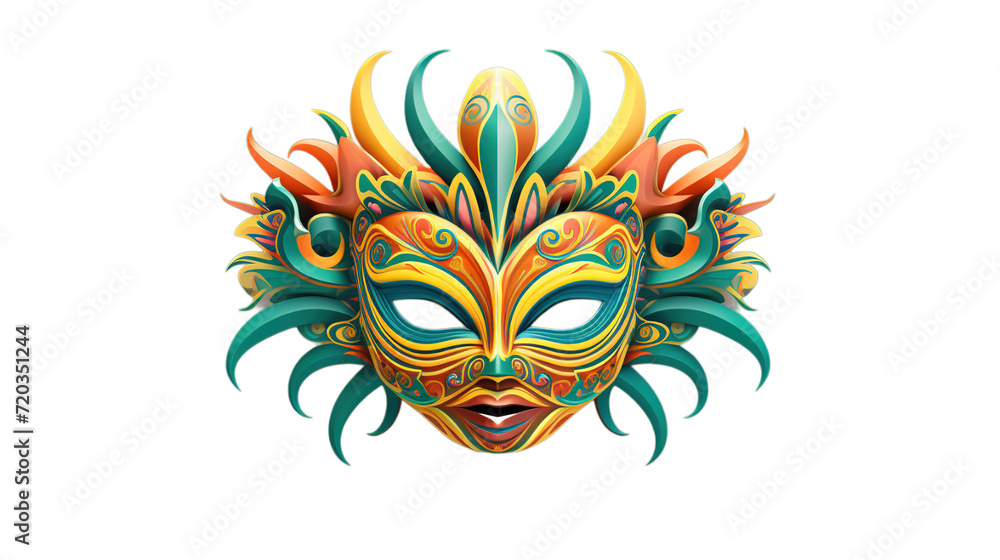 Fototapeta premium Brazilian mask isolated on transparent background, Generative ai.