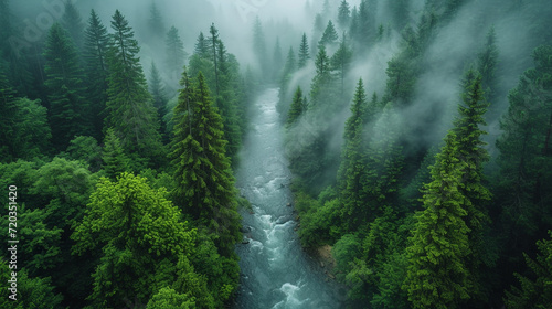 Arial of Peaceful River 