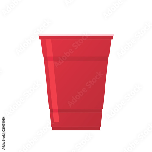 Red beer cup vector. Red plastic cup isolated on white background.