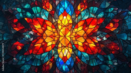 Stained glass window background with colorful abstract. 