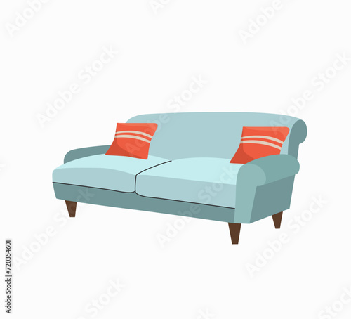 Scandinavian style sofa isolated. Vector flat style cartoon illustration