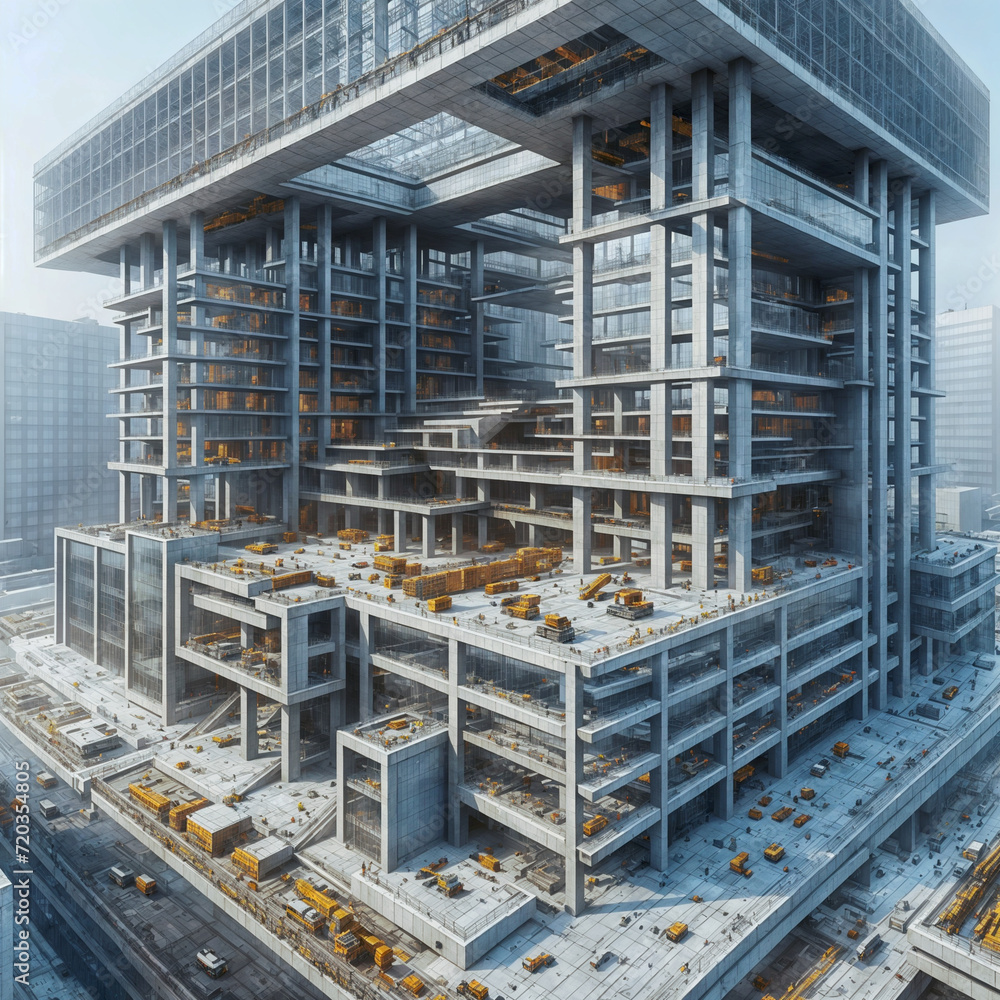 building under construction,construction site with crane,Generative Ai