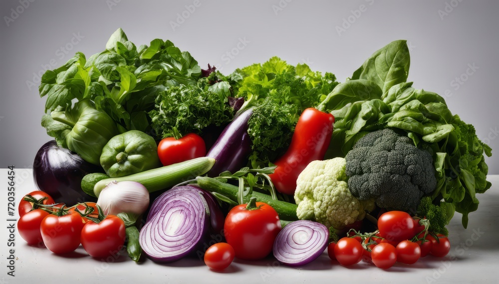 A pile of fresh vegetables on a table A pile of fresh vegetables on a table