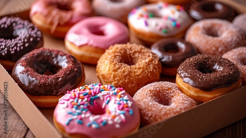 Wallpaper Mural Colorful assortment of frosted donuts in a box, perfect for sweet cravings. Torontodigital.ca