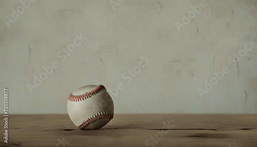 A baseball on an old rustic wood table