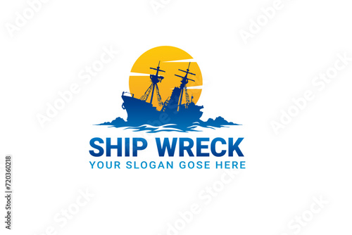 ship wreck logo design 